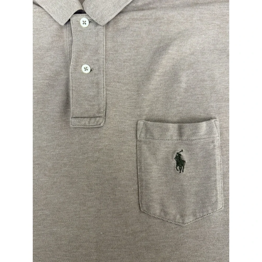 Vintage Polo Ralph Lauren Pocket‎ Polo Shirt M Tan Beige Made in Hong Kong